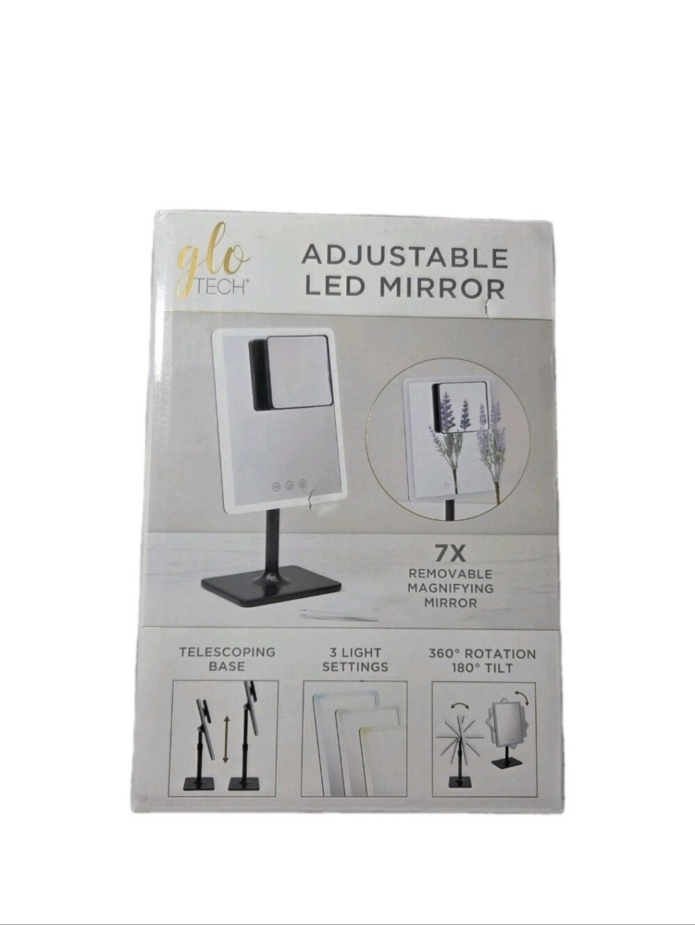 Glo Tech LED Lighted Makeup Vanity Mirror 7X Magnifying - Picture 2 of 8